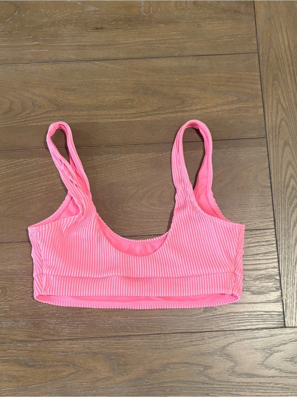 Hollister Ribbed Pink Scoop Bikini Top